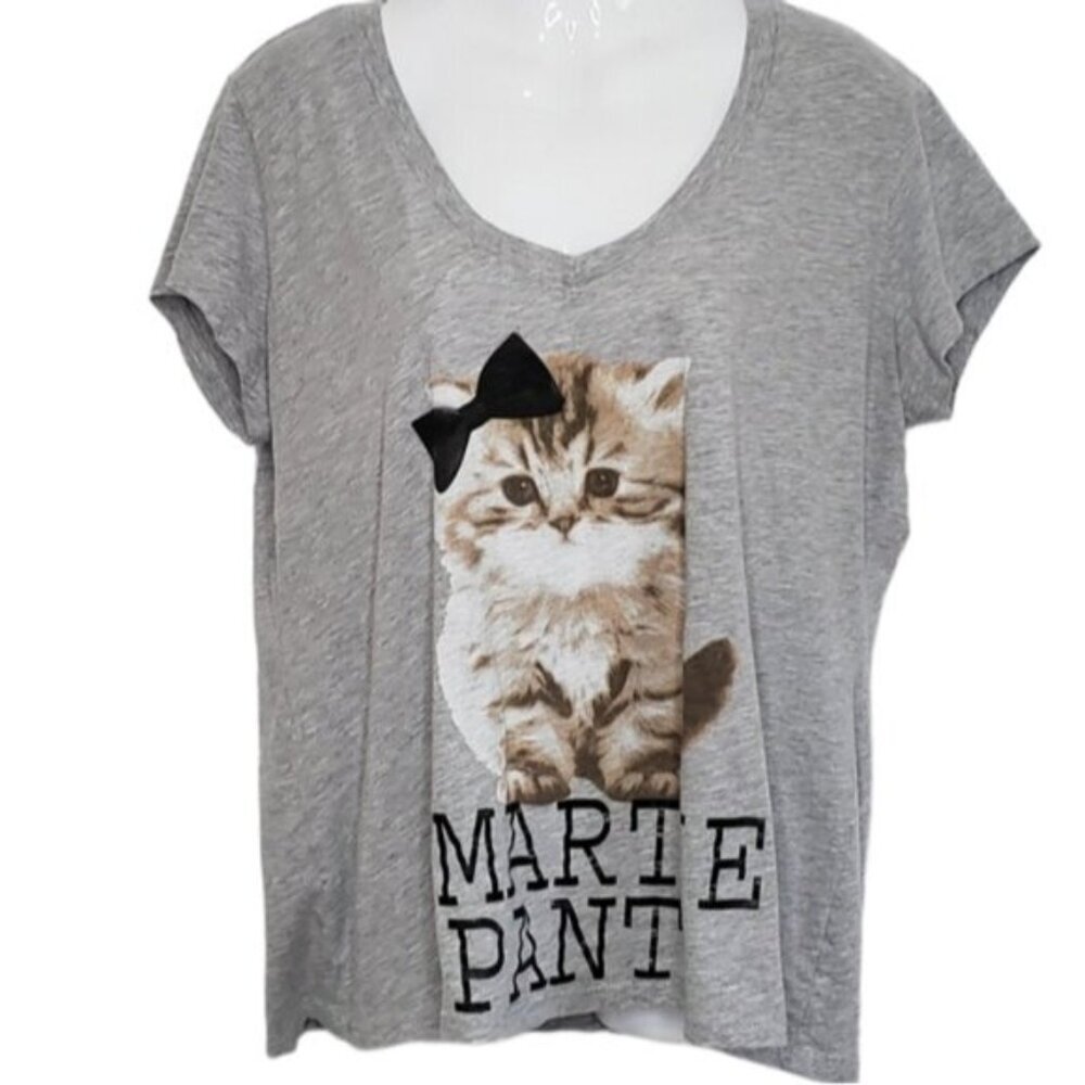Torrid Basic Classic Short Sleeve Tee Kitty Cat Graphic 0X Grey